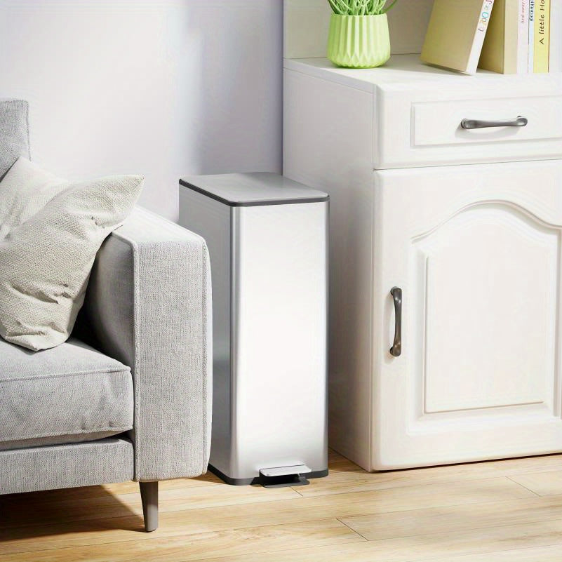 Prullenbak – Afvalemmer – Pedaalemmer – Vuilnisbak – Afvalbak – Roestvrij Staal – 20L Dubbel Vak – Handsfree Voetpedaal – Vierkant Design – Duurzaam & Hygiënisch – 21,5x37,2x57 cm