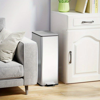 Prullenbak – Afvalemmer – Pedaalemmer – Vuilnisbak – Afvalbak – Roestvrij Staal – 20L Dubbel Vak – Handsfree Voetpedaal – Vierkant Design – Duurzaam & Hygiënisch – 21,5x37,2x57 cm