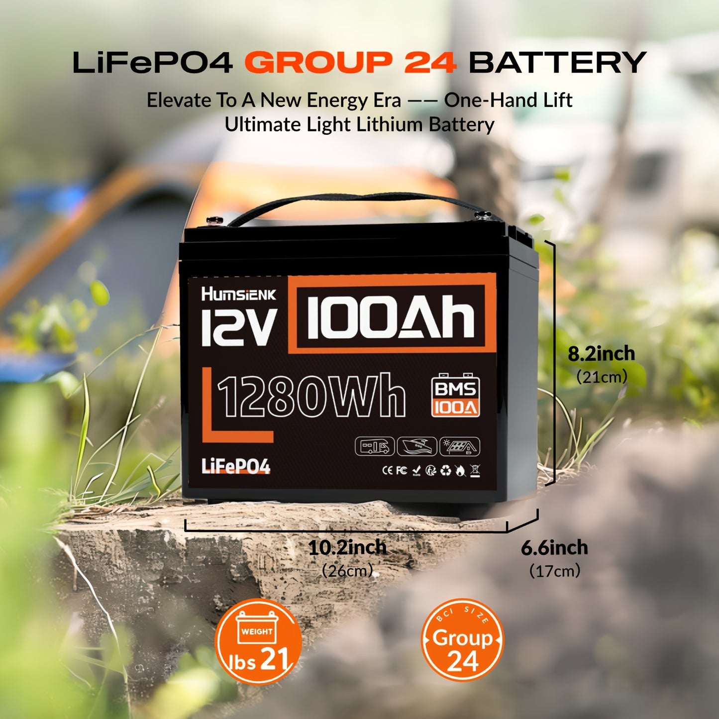 12V 100Ah LiFePO4 Accu – Lithium Batterij – Camper Accu – Boot Accu – Energie Accu – Hoge Capaciteit 100Ah – Tot 20.000 Laadcycli