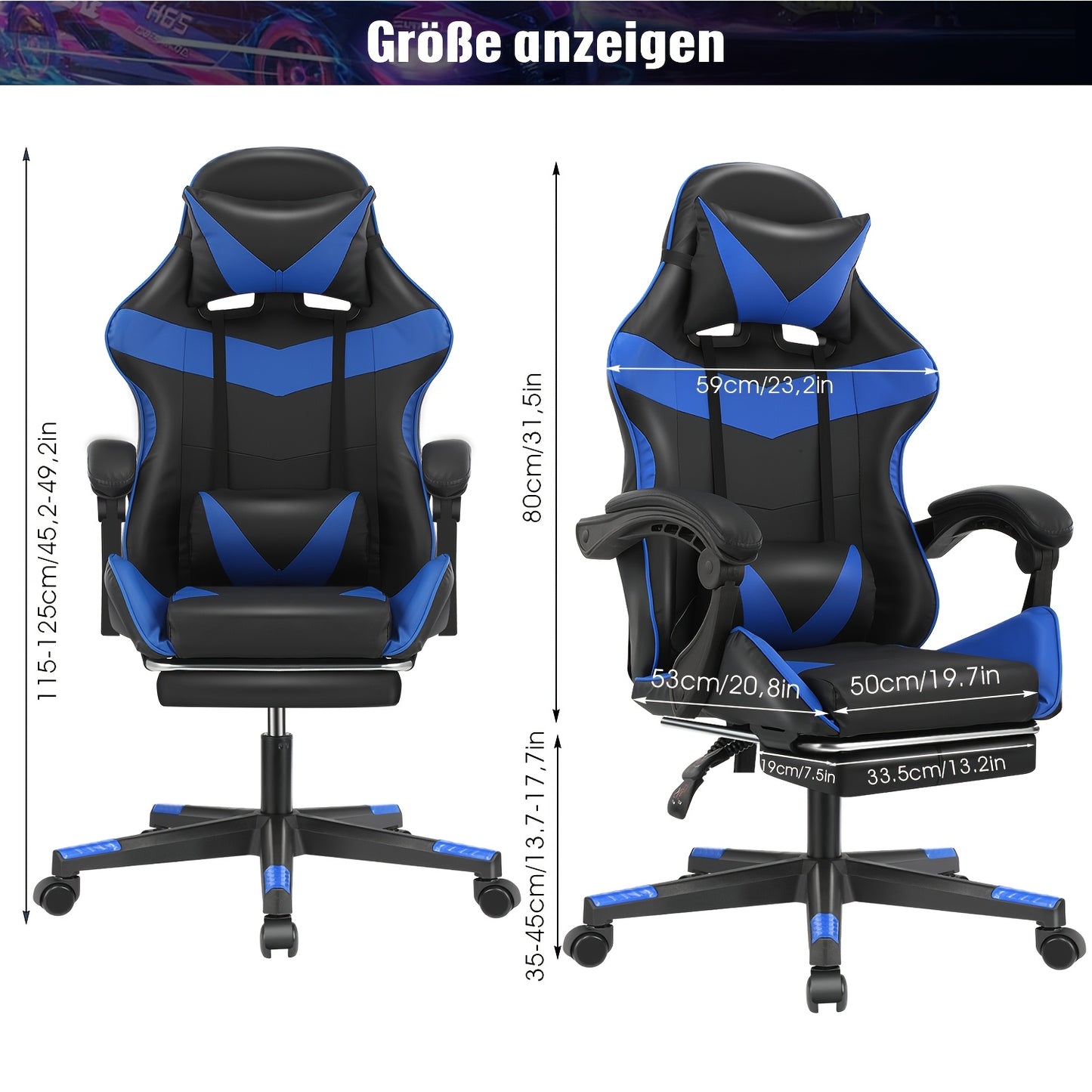 Gamingstoel – Gamestoel – Gaming Chair – Bureaustoel – Game Stoel – Ergonomisch – Verstelbare Hoogte & Voetsteun – 360° Draaibaar Met Rug- en Nekondersteuning – Zwart/ Rood
