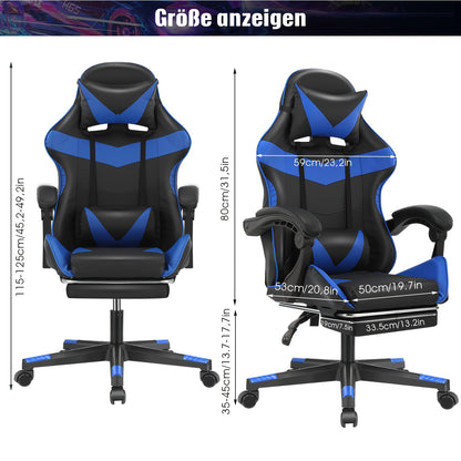 Gamingstoel – Gamestoel – Gaming Chair – Bureaustoel – Game Stoel – Ergonomisch – Verstelbare Hoogte & Voetsteun – 360° Draaibaar Met Rug- en Nekondersteuning – Zwart/ Rood