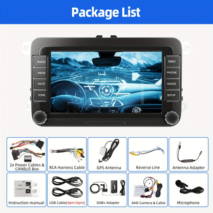 Autoradio Volkswagen – Multimedia Speler – Autoradio Android – GPS Navigatie – DAB+ Radio – 7-Inch IPS Touchscreen – Wireless Carplay & AHD Achteruitrijcamera