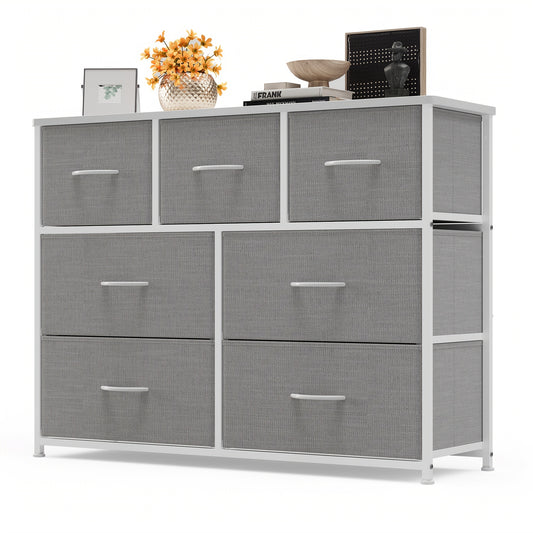 Ladekast – Ladeblok – Opbergkast – Kantoorrek – Opbergkast Stoffen Lades – 5 Lades – Anti-Kantel Ontwerp – Lichtgrijs – Compacte Opbergruimte – Modern Minimalistisch Design