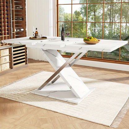 Uitschuifbare Eettafel – Inklapbare Tafel – Verlengbare Tafel – Keukentafel – Eetkamertafel – Modern Licht Luxe – Ruimtebesparend – Geen Montage