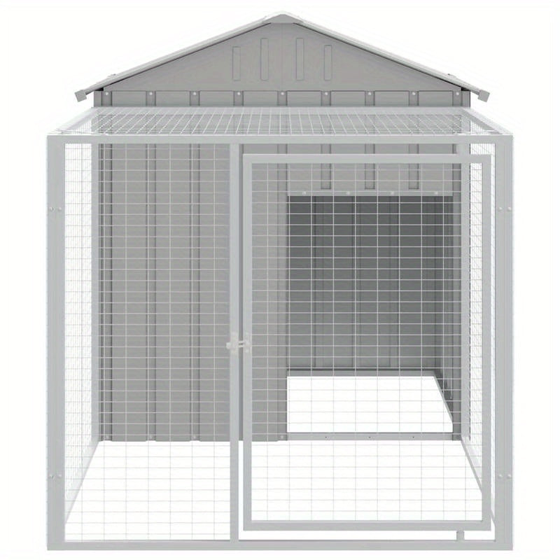 Kooi voor Kleine Huisdieren – Dierenkooi – Konijnenkooi – Caviakooi – Hamsterkooi – Grijs – Gegalvaniseerd Staal – Glazen Ventilatieramen – 117x201x123 cm – Lichtgewicht & Duurzaam