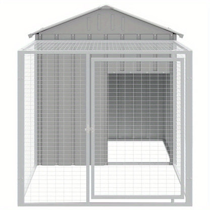 Kooi voor Kleine Huisdieren – Dierenkooi – Konijnenkooi – Caviakooi – Hamsterkooi – Grijs – Gegalvaniseerd Staal – Glazen Ventilatieramen – 117x201x123 cm – Lichtgewicht & Duurzaam
