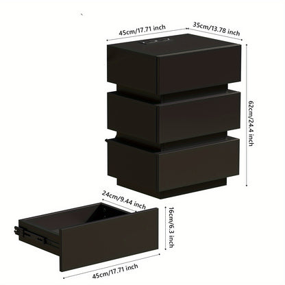 Nachtkastje – Bedside Table – Slaapkamerkastje – Dressoir – Opbergkastje – 3 Lades – Compact en Stevig Hout