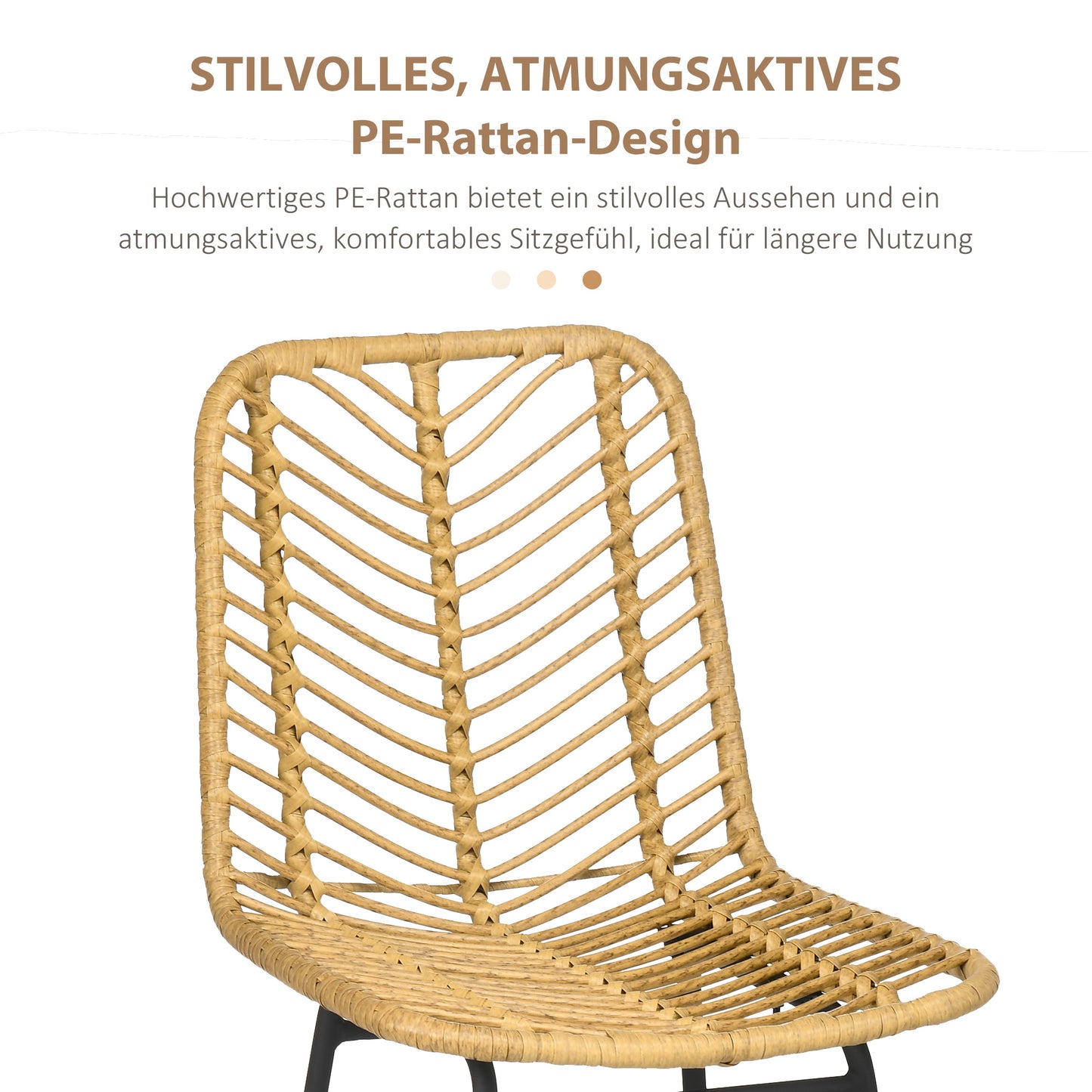 Barstoel – Barstoel Met Rugleuning – Keukenstoel – Barkruk – Boho Barstoel – Geel – PE Rattan & Stalen Frame – Ergonomische Rugleuning & Voetensteun