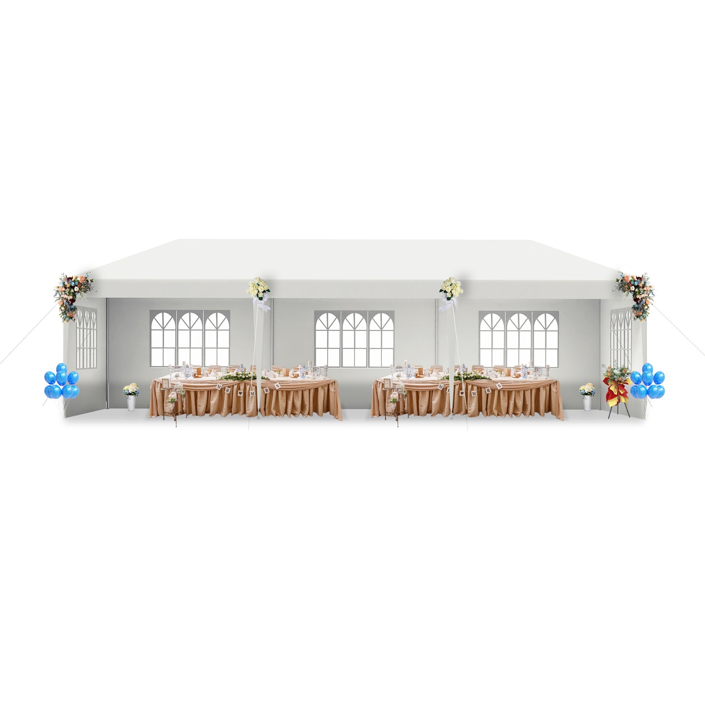 Partytent – Feesttent – Tuintent – Paviljoen – Overkapping – Waterdicht PE Zeildoek – 3x9 m Met Zijpanelen