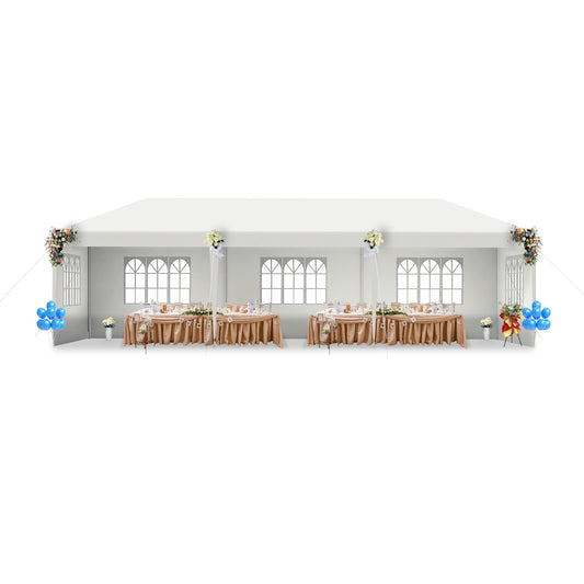 Partytent – Feesttent – Tuintent – Paviljoen – Overkapping – Waterdicht PE Zeildoek – 3x9 m Met Zijpanelen