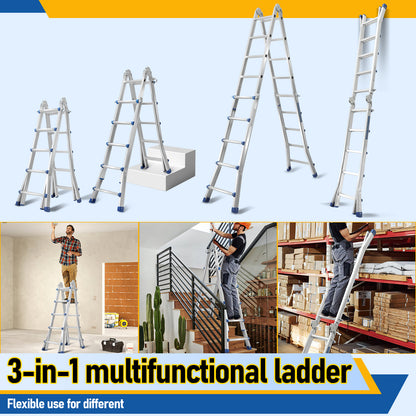 Multifunctionele Telescopische Ladder – Uitschuifladder – Vouwladder – Steigertrap – Werkplaatsladder – Aluminium – Verstelbare Hoogte Met Veiligheidsslot