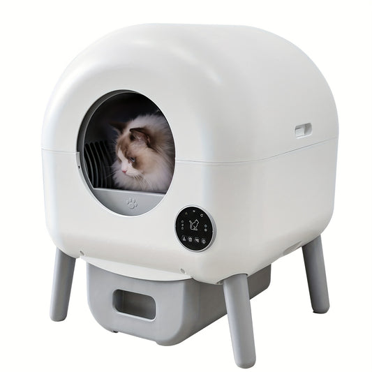 Zelfreinigende Kattenbak – Automatische Kattenbak – Elektrische Kattenbak – Zelfreinigend Toilet – Gesloten Kattenbak – XXL Formaat – Met Zeef en Antiklem Trap