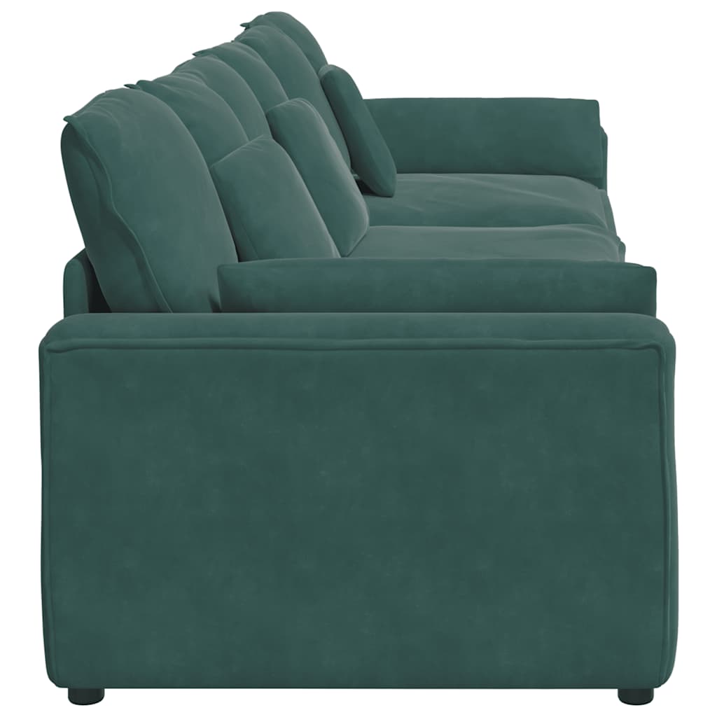 Hoekbank – Modulaire Bank – L-vormige Bank – Zitbank – Loungesofa – Velvet Bekleding – Stevig Metalen Frame – Donkergroen