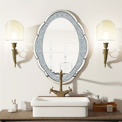 Wandspiegel Wolkenvorm – Muurspiegel – Kristal Spiegel – Deco Spiegel – Zilveren Spiegel – 60x80 cm – Verbluffende Kristalaccenten – Hoogwaardig Zilverglas