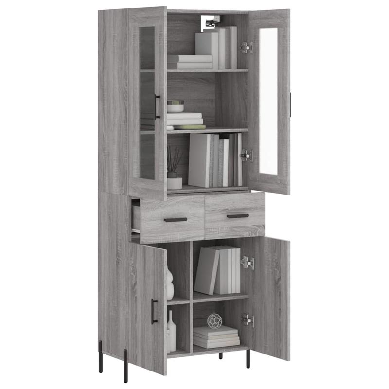 Simple Sideboard, Spacious Storage Cabinet with Display Shelf, Suitable for Kitchen, Living Room, Stylish Furniture, Offers Additional Storage Space and Home Decoration, Ensures Safety. Tall Cabinet 69.5x34x180 cm, Treated Wo