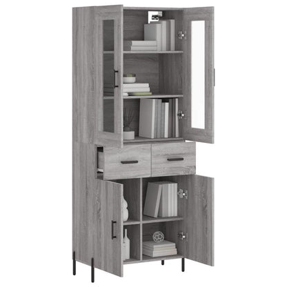 Simple Sideboard, Spacious Storage Cabinet with Display Shelf, Suitable for Kitchen, Living Room, Stylish Furniture, Offers Additional Storage Space and Home Decoration, Ensures Safety. Tall Cabinet 69.5x34x180 cm, Treated Wo