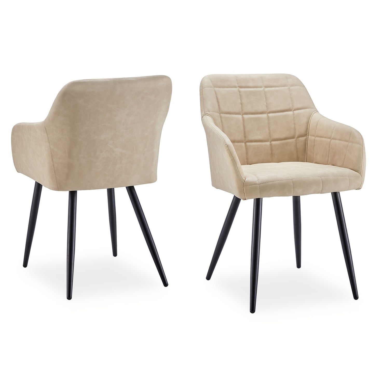 Eetkamerstoel – Stoel Met Armleuningen – Accentstoel – Loungestoel – Kunstleren Stoel Bruin – Gevuld Met Memory Foam – Met Metalen Frame