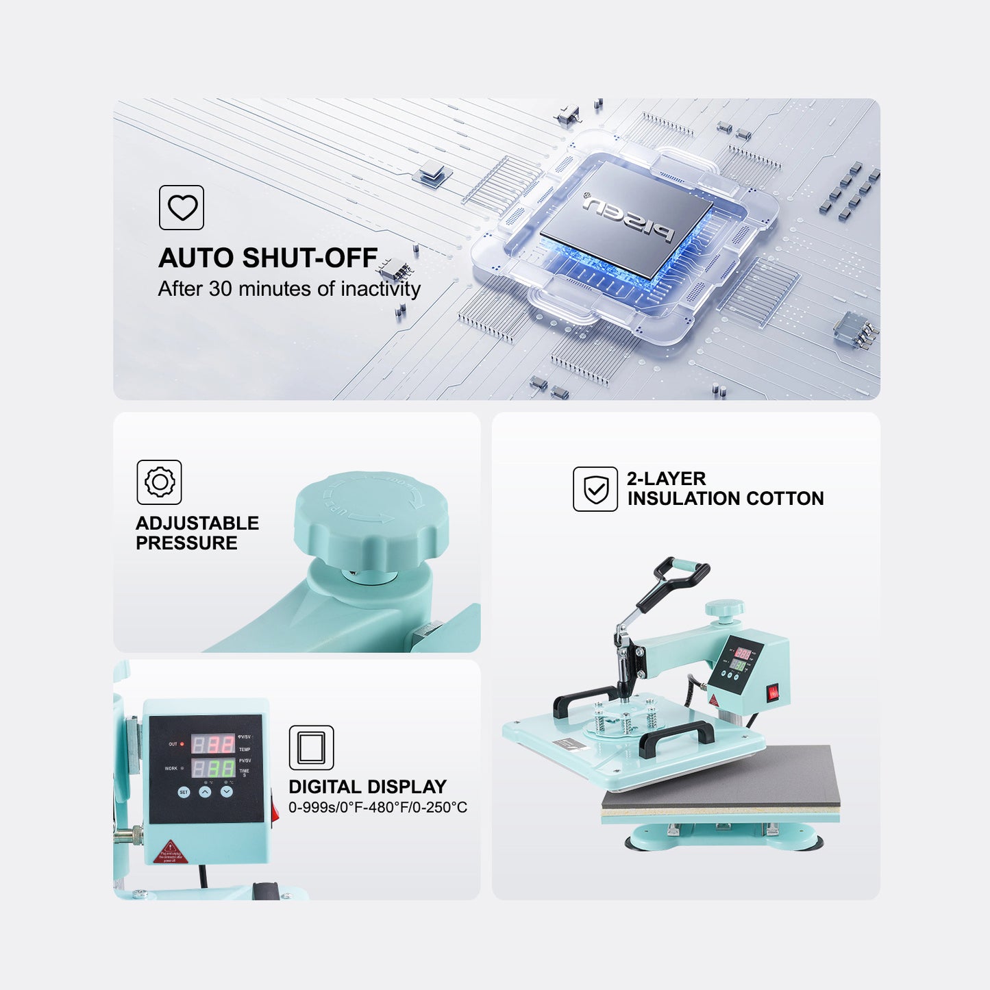 Transferpers – Hittepers – Heat Press Machine – Warmte Pers – Drukpers – 30,5x38,1 cm Persoppervlak – 360° Draaiarm Met Uitschuifbare Lade