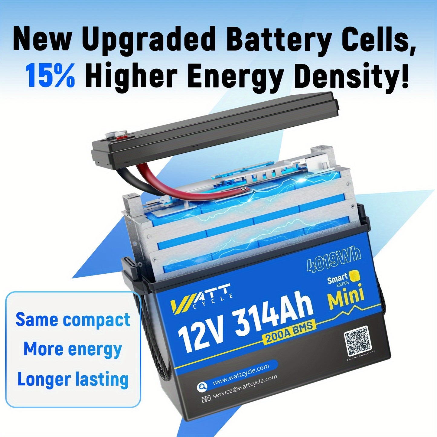 Batterij – Accu – Stroombron – Energieopslag – LiFePO4 – 12V 314Ah – Diepe Cyclusgeschikt – Ingebouwd 200A BMS