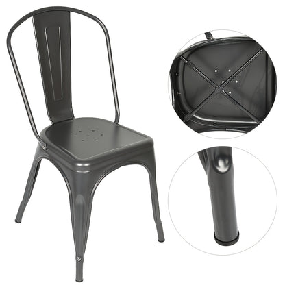 Eetkamerstoelen – Stoelen – Bistrostoelen – Keukenstoelen – Lounge Stoelen – Industrieel Design – Set Van 4 Donkergrijs – Metalen Frame – Stapelbaar
