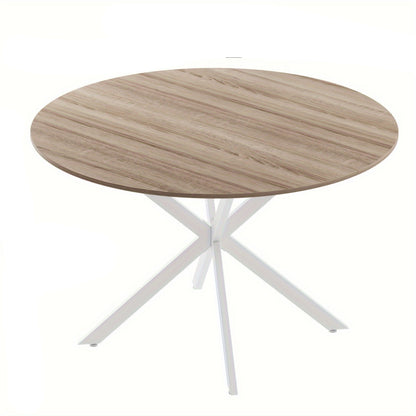 Ronde Eettafel – Houten Tafel – Eettafel Rond – Vergadertafel – Keukentafel – X-Vormig Onderstel – 120 cm Diameter – Walnootfineer Afwerking