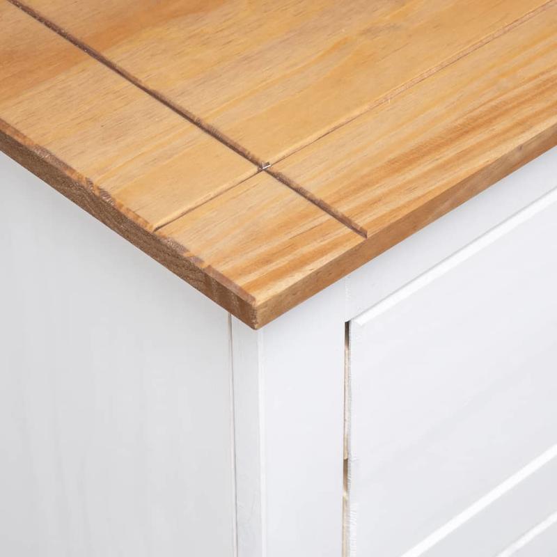 Sideboard – Dressoir – Opbergkast – Kast – Wit – Massief Dennenhout – Verwijderbare Opbergboxen – 93x40x80 cm – Praktisch & Stijlvol