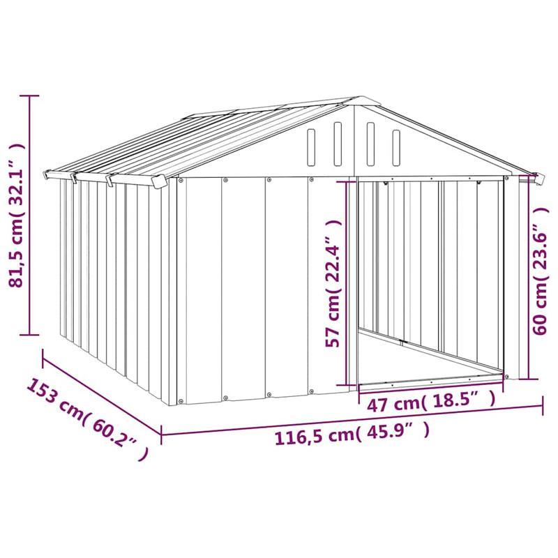 Dog house Anthracite 116.5x153x81.5cm Galvanized steel Easy to clean and portable ventilation design