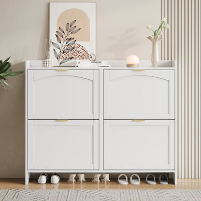 Schoenenkast – Schoenopberger – Schoenrek – Schoenenkastje – Schoenenmeubel – Wit – 4 Klepdeuren – Compact Ruimtebesparend Design