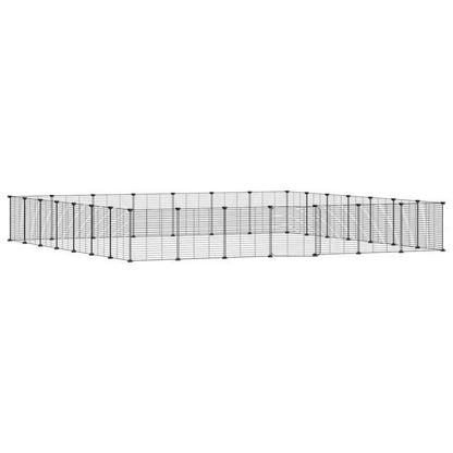 Dierenkooi – Konijnenkooi – Knaagdierkooi – Huisdierenren – Cage – Zwarte Deur – 28 Panelen 35x35 cm – Hoogwaardig Staal – Duurzaam & Flexibel