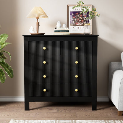 Modern Black Metal Sideboard with Golden-Toned Doors & 4-Drawer Front Cabinet - Heavy-Duty Non-Wood Storage Dresser, Shoe Cabinet for Living Room, Bedroom, Kitchen - -Standing Furniture (≥68.58cm Height, ≥5-Section Assemb