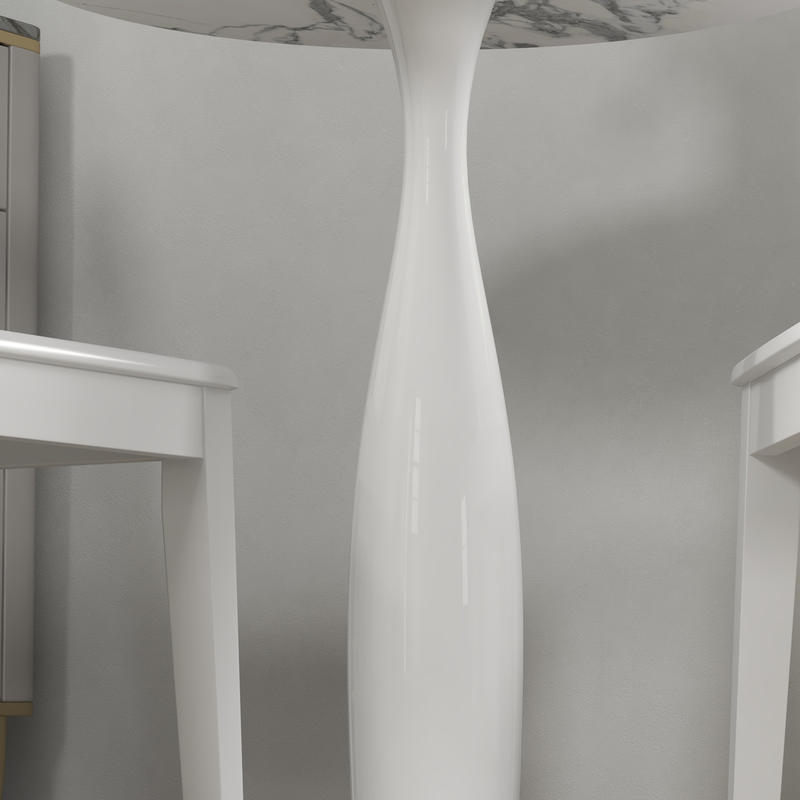 Round dining table, powder-coated steel, MDF with melamine, non-slip feet, 70 x 74cm, white, Spacesaving Table, Home Dining, Contemporary Table, Modern Round Table, Melamine Finish, Durable Construction, Round Table