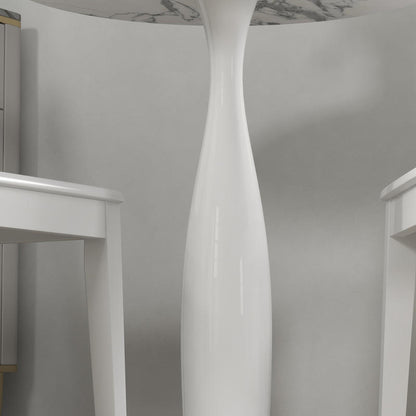 Round dining table, powder-coated steel, MDF with melamine, non-slip feet, 70 x 74cm, white, Spacesaving Table, Home Dining, Contemporary Table, Modern Round Table, Melamine Finish, Durable Construction, Round Table