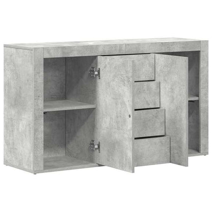 Sidetable – Dressoir – Opbergkast – Wandmeubel – Kastje – Betonlook Grijs – Hardhout – Ruime Lades – Eenvoudige Montage