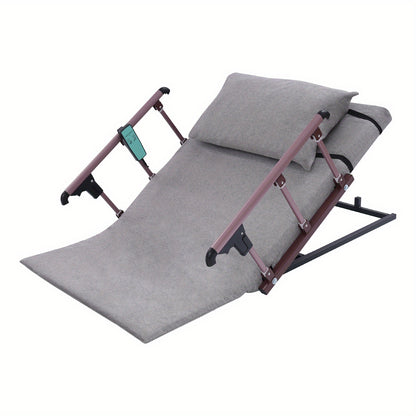 Verstelbare Rugsteun – Bedsteun – Ruggesteun – Zitsteun – Ligsteun – Inclusief Inklapbare Armleuningen – Zacht Kussenpakket – 120x75 cm Carbonstaal – Grijs