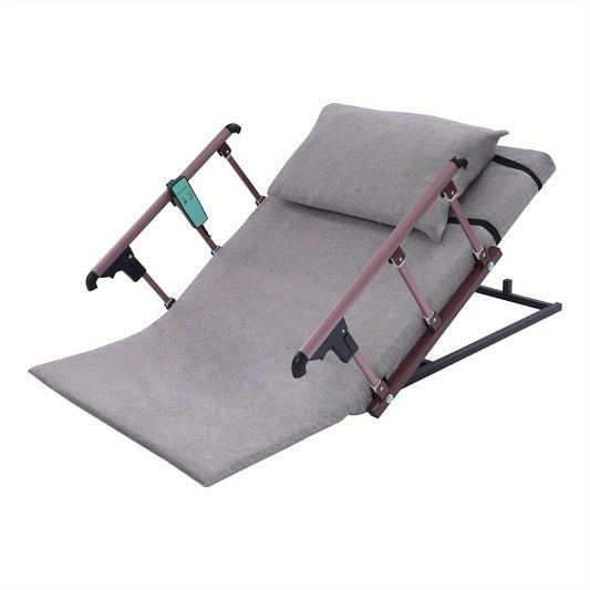 Verstelbare Rugsteun – Bedsteun – Ruggesteun – Zitsteun – Ligsteun – Inclusief Inklapbare Armleuningen – Zacht Kussenpakket – 120x75 cm Carbonstaal – Grijs
