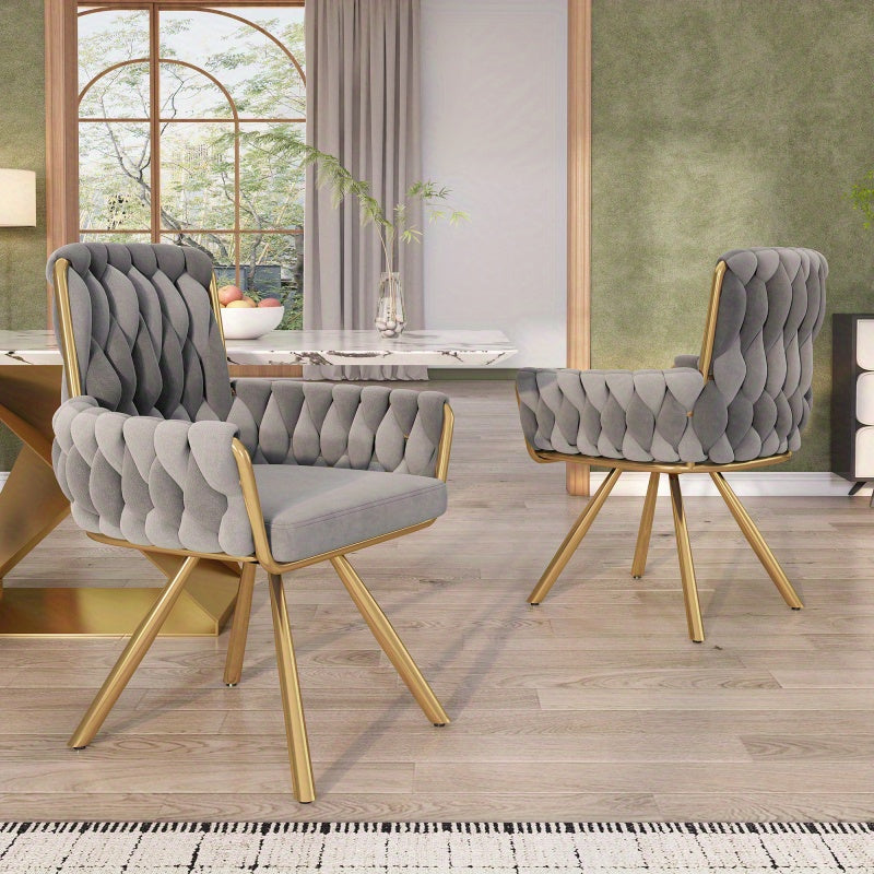 Schommelstoel – Relaxstoel – Fauteuil – Voedingsstoel – Loungestoel – Velvet Grijs – Set Van 4 – Met Metalen Poten – Comfortabele Zitting