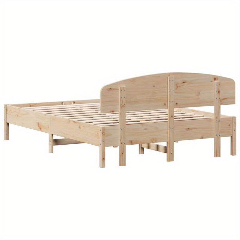 Contemporary Pine Wood Bed Frame 140x200cm - Solid Wood, Removable Headboard & Footboard, Easy Assembly, No Mattress Included, Minimalist Bedroom Furniture, Bedroom Furniture, Sleek Furniture, Natural Wood Finish