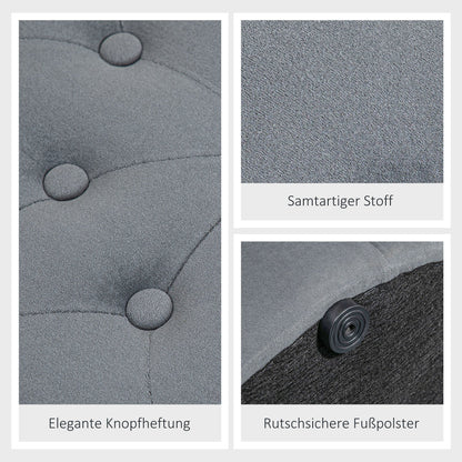 Poef – Opbergpoef – Hocker – Zitbank – Voetenbankje – Ronde Opbergstoel – Velvet Bekleding – Ø60 x 40 cm – Met Opbergruimte