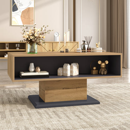 Contemporary Coffee Table with Dual-sided Storage Compartments, Spacious Storage Bays and Additional Built-in Dividers. A Versatile Living Room Table Offering Practical Design for Effortless Organisation and Storage.