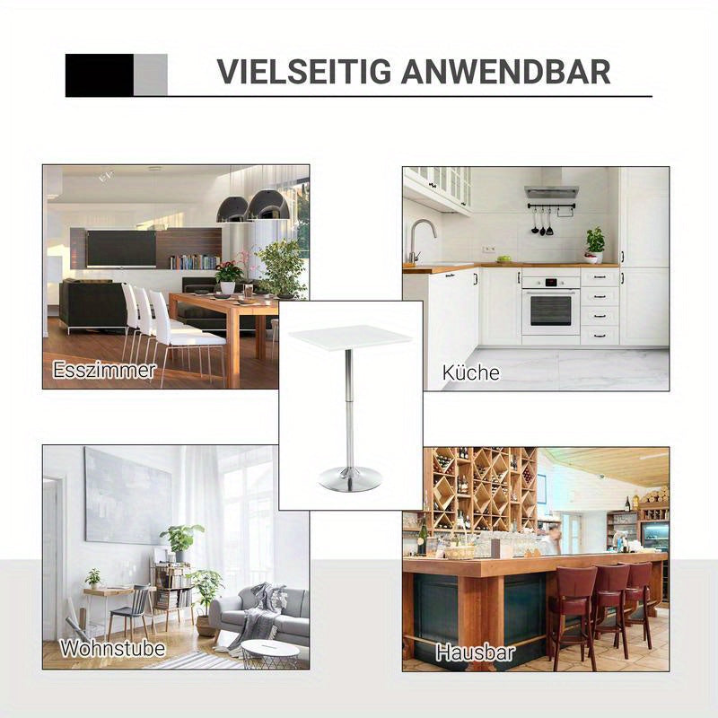 Verstelbare Bartafel – Bar Tafel – Hoge Tafel – Barkruk Tafel – Staande Tafel – Hoogte Verstelbaar – Stevige Metalen Basis – Compact 60x60 cm