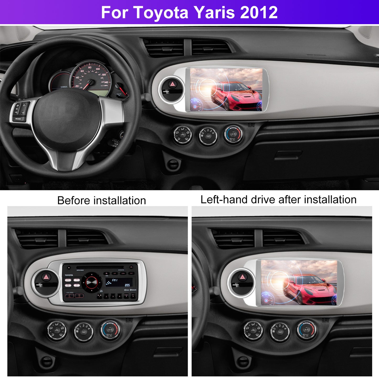 Multimedia Car Radio – Autoradio – Navigatiesysteem – Touchscreen Radio – 2-DIN Autoradio – 9 Inch Touchscreen – Wireless CarPlay & Android Auto – Achteruitrijcamera Nachtzicht