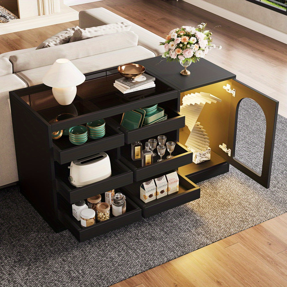 Dressoir – Sideboard – Ladekast – Opbergkast – Buffetkast – Zwart – Ruime Lades – Minimalistisch Design