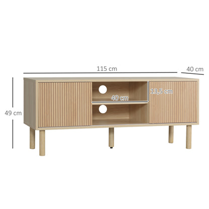 Tv Meubel – TV Kast – TV Dressoir – TV Stand – Meubel – Scandinavisch Design – 2 Schuifdeuren – Kabeldoorvoer – 115x40x49 cm – Geschikt tot 50 inch