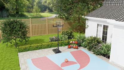 Basketbalpaal – Basketbalstandaard – Basketbalring – Basketbalnet – Basketbalset – Verstelbare Hoogte 235-264 cm – Zwarte Stevige Gewichtsbasis Met Wielen