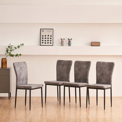 Dining Chairs Set Of 4/6- Velvet/Artificial Leather Armless High Back Upholstered Soft Seat with Black Metal Legs for Dining Room, Kitchen Room