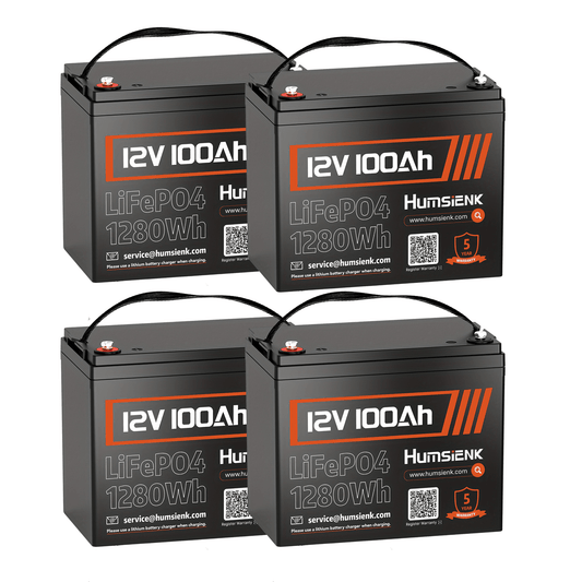 12V 100Ah LiFePO4 Accu – Lithium Accu – Deep Cycle Accu – Batterij – Energieopslag Accu – 4 Pack – 15.000+ Cyclus Levensduur – Ingebouwd A+ BMS Met Veiligheidsbescherming