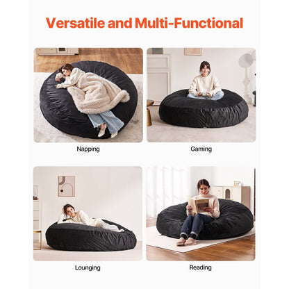 Zitzak – Beanbag – Loungestoel – Poef – Fauteuil – Memory Foam Vulling – Afneembare Wasbare Polyester Hoes – Zwart
