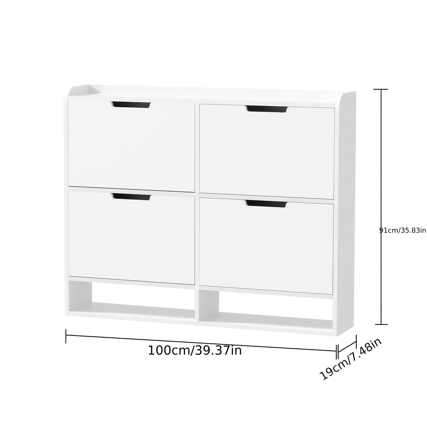 Schoenenkast – Schoenenrek – Schoenenopberger – Opbergkast – Halmeubel – Hout – Wit – 4 Klapladen – Ruime Opbergruimte