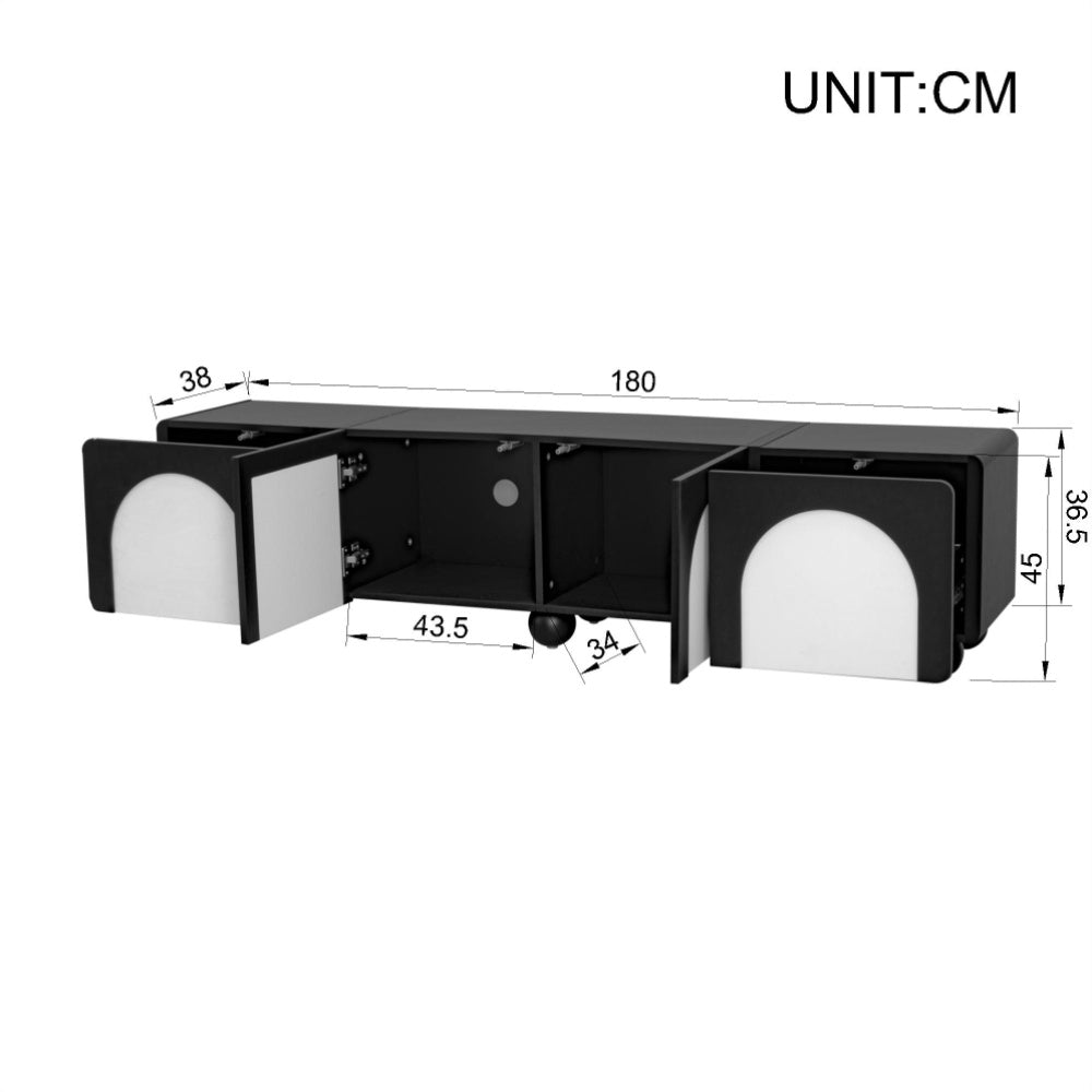TV Cabinet | Black and White Color Scheme, Modern Minimalist Design with Striking Contrast, Lightweight and Space-Saving, Ideal for Living Rooms, Bedrooms, Compact Flats, Metal Material