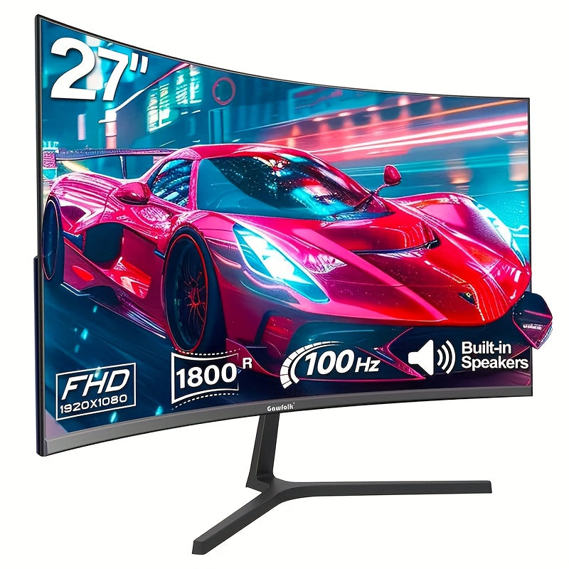 27-inch Curved Gaming Monitor – PC Monitor – Computer Scherm – Gaming Display – Breedbeeld Monitor – 100Hz Refresh Rate – Frameloos 1800R Curved Design